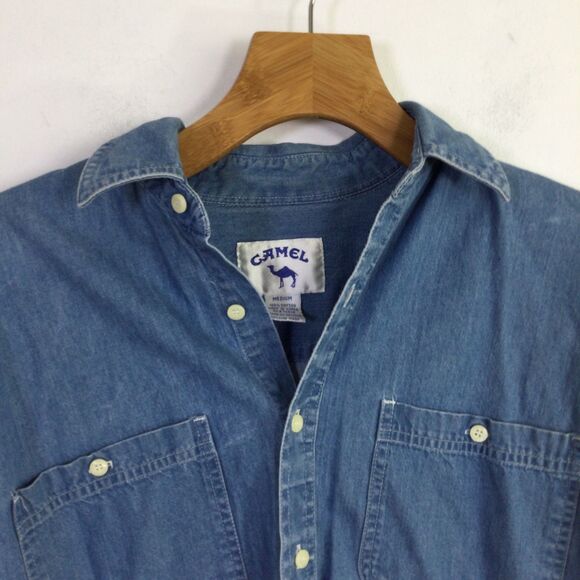 Camel Men's Joe Camel Tobacco Jazz Band Long Sleeve Shirt Blue Denim Size M - Picture 7 of 15